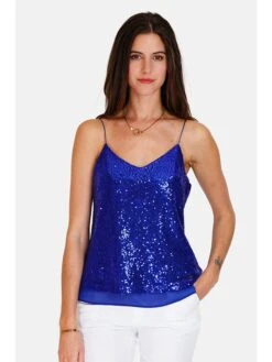 Paillettentop Blauw