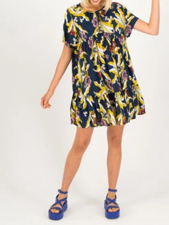 Blutsgeschwister Jurk "Seeds Of Love" Donkerblauw/meerkleurig