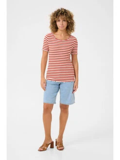 Cream Shirt "Ribba" Beige/rood