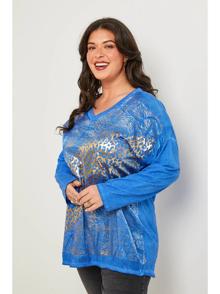 Longsleeve blauw/goudkleurig Longsleeve Blauw/goudkleurig -Limango Winkel curvy lady longsleeve blauw goudkleurig 1