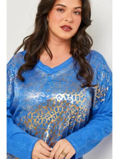 Longsleeve Blauw/goudkleurig 5 Longsleeve Blauw/goudkleurig -Limango Winkel curvy lady longsleeve blauw goudkleurig 3