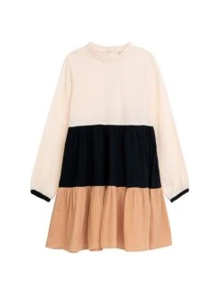 Jurk "Dtin" Crème/zwart/lichtbruin