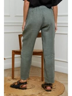 Linnen Broek "Ferria" Kaki -Limango Winkel fleur de lin linnen broek ferria kaki 2
