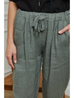 Linnen Broek "Ferria" Kaki -Limango Winkel fleur de lin linnen broek ferria kaki 3