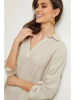 Linnen Jurk "Basta" Beige -Limango Winkel fleur de lin linnen jurk basta beige 4