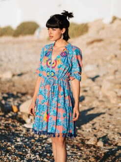 Jurk Oranje/turquoise