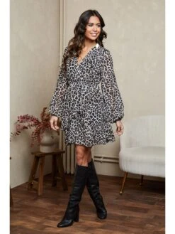 Jurk "Kami" Crème/zwart