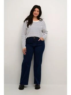 Kaffe Longsleeve "Winni" Wit/donkerblauw