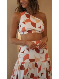 2-delige Outfit Wit/rood/oranje