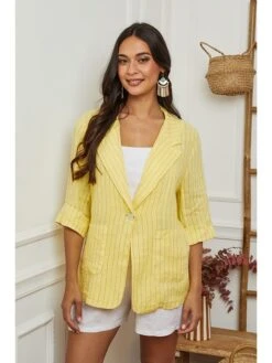 Linnen Blazer Geel