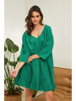 Linnen Jurk "Jasmine" Groen -Limango Winkel la compagnie du lin linnen jurk jasmine groen 2