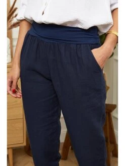 Linnen Broek "Provence" Donkerblauw -Limango Winkel le monde du lin linnen broek provence donkerblauw 3