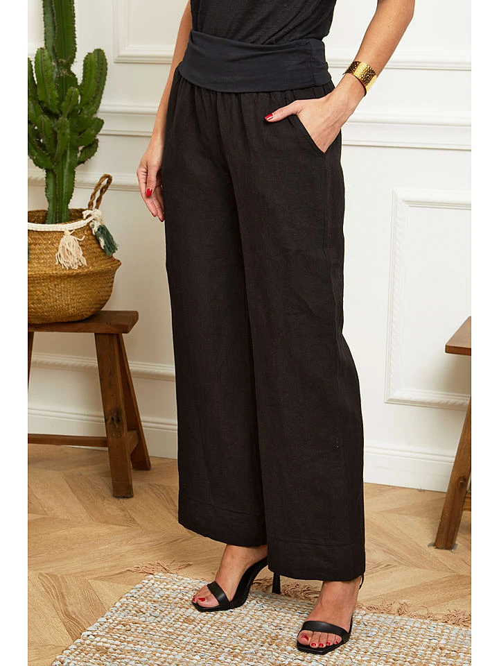 Linnen broek "Valencia" zwart Linnen Broek "Valencia" Zwart -Limango Winkel le monde du lin linnen broek valencia zwart 2