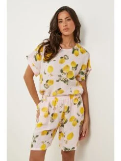 Linnen Shirt Lichtroze/geel