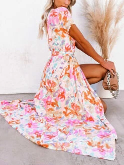 Jurk Beige/lichtroze/oranje -Limango Winkel milan kiss jurk beige lichtroze oranje 1