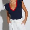 Top Donkerblauw/rood -Limango Winkel milan kiss top donkerblauw rood