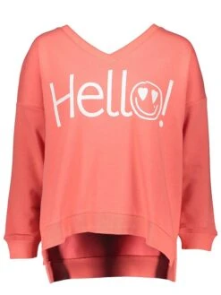 Sweatshirt "Hello" Koraalrood