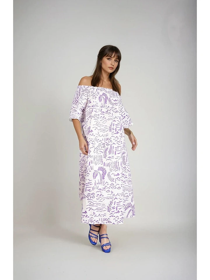 Jurk wit/paars Monki Jurk Wit/paars -Limango Winkel monki jurk wit paars