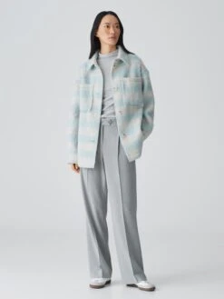 OPUS Blousejas Lichtblauw/wit