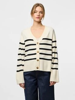 Pieces Vest Crème/zwart