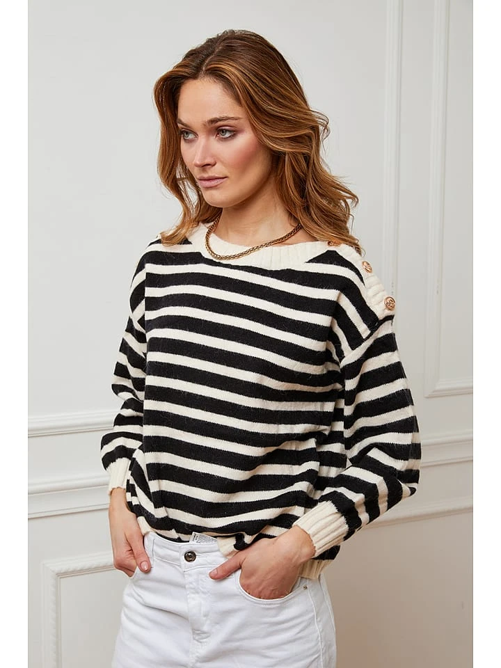 Trui "Jalove" zwart/crème Trui "Jalove" Zwart/crème -Limango Winkel plume trui jalove zwart creme 1