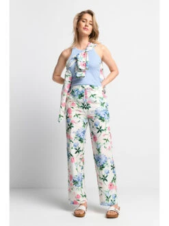 Rich&royal Broek Crème/lichtblauw/lichtroze