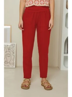 Linnen Broek Rood