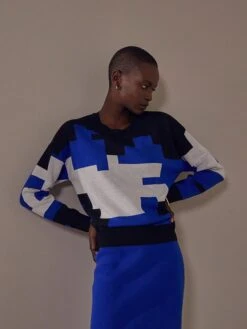 RODIER Trui Wit/blauw/zwart