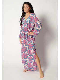 Skiny Jurk Crème/blauw/roze