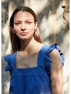 Stefanel Top Blauw/wit/donkerblauw