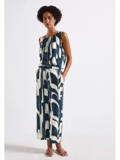 STREET ONE Broek Petrol/crème