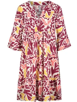 SUBLEVEL Jurk Bordeaux/wit