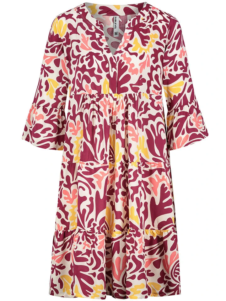 Jurk bordeaux/wit SUBLEVEL Jurk Bordeaux/wit -Limango Winkel sublevel jurk bordeaux wit