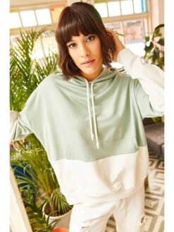 Trendyol Hoodie Lichtgroen/wit