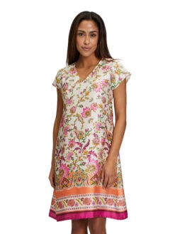 Vera Mont Jurk Wit/roze/oranje