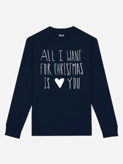 Sweatshirt "All I Want For Christmas Is You" Donkerblauw