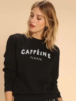 Sweatshirt "Caffeine Please" Zwart