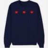 Sweatshirt "Trois Petits Coeurs" Donkerblauw