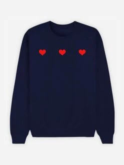 Sweatshirt "Trois Petits Coeurs" Donkerblauw