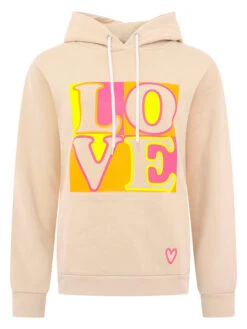 Hoodie "Print Love" Beige