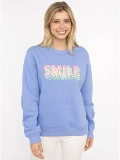 Sweatshirt "Smile" Lichtblauw