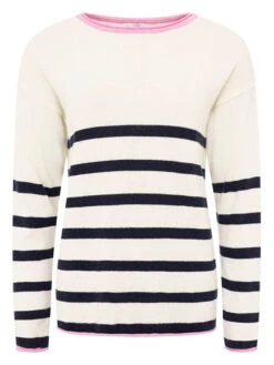 Trui "Streifen" Crème/donkerblauw
